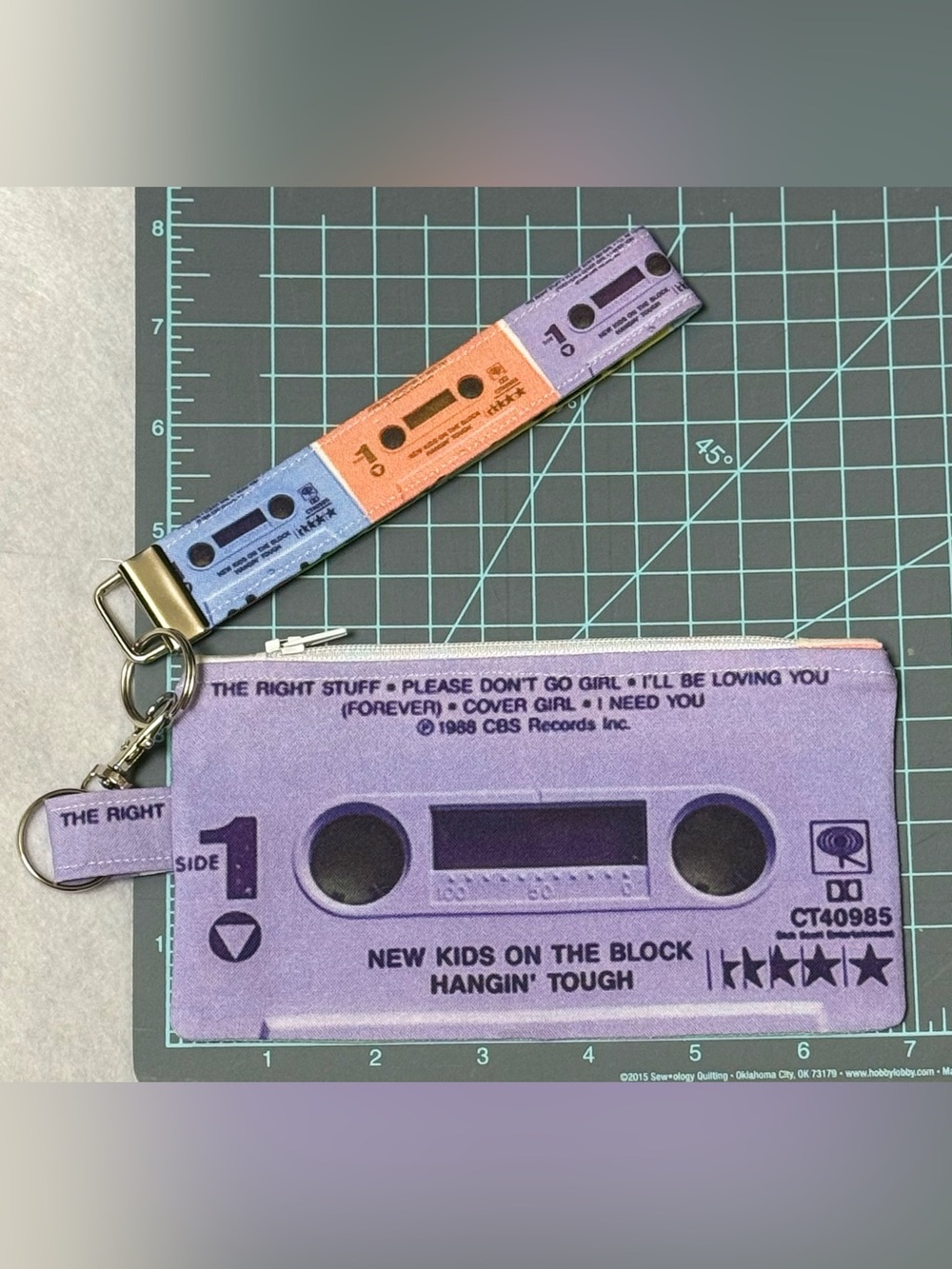 New Kids On The Block Cassette Print Coin Purse/Wristlet Keychain